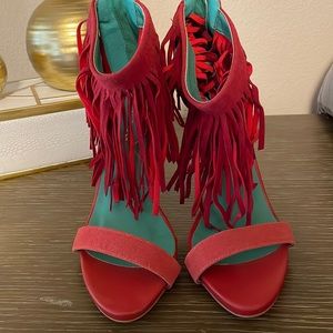 Shoe Republic LA Red Fringe Heel